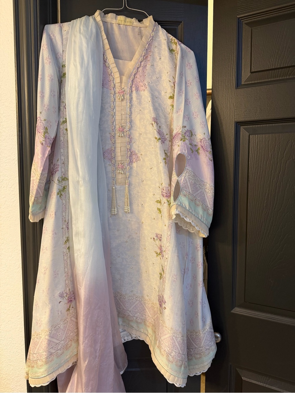 Elegant Pastel Floral Tunic Dress - Women's Light Lavender - Picture 4 of 9